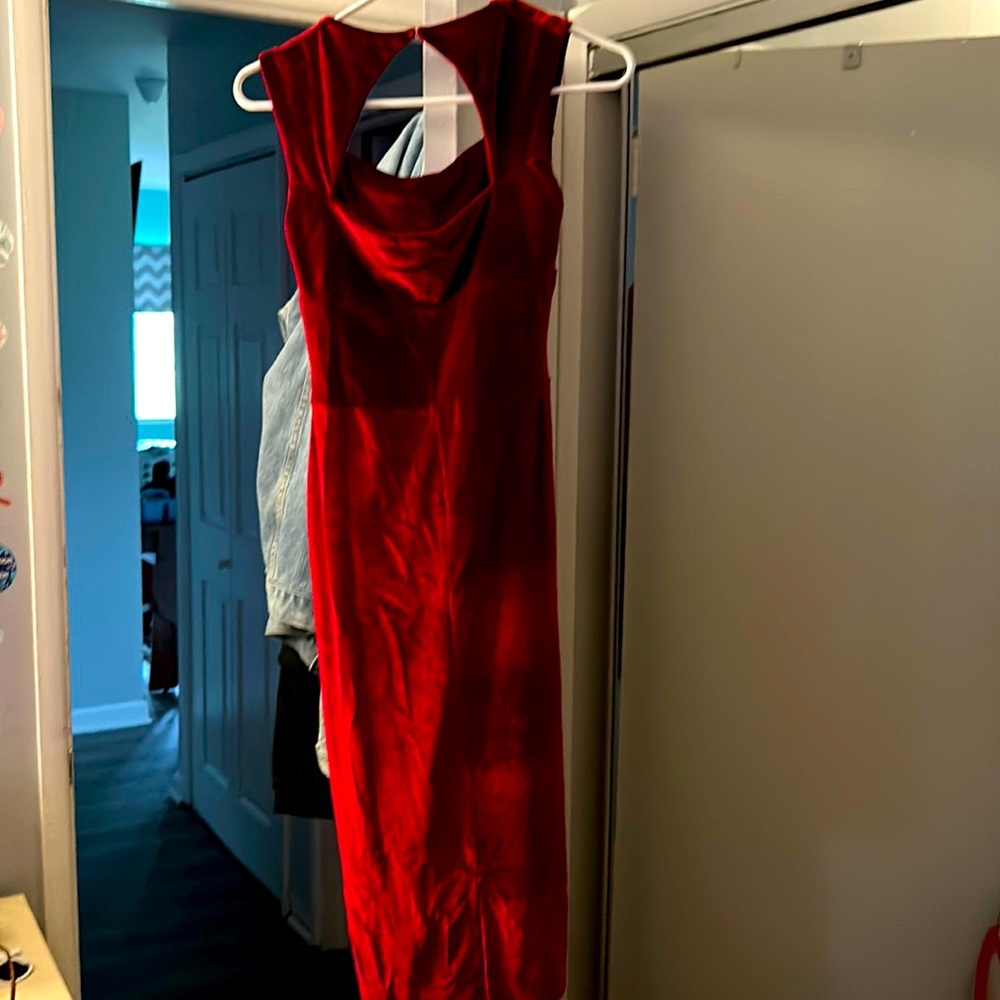 Red velvet dress